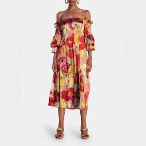 Cult Gaia Ida Floral Off-The-Shoulder Midi Dress - NWT - Size 4